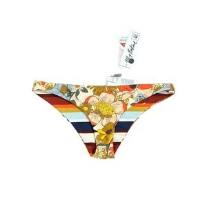 Rip Curl Summer Lovin Revo Cheeky Floral Striped  Swim Bottoms Size L - NWT